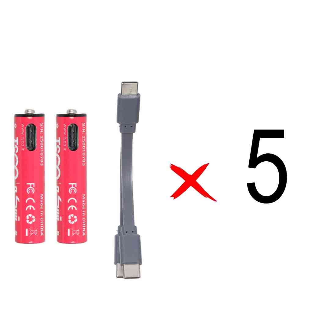 باتری نیم قلم شارژی TSCO Type-C AAA مدل TBL 10 - بسته 2 عددی (گارانتی 12 ماهه تسکو) (بسته 5 عددی)
